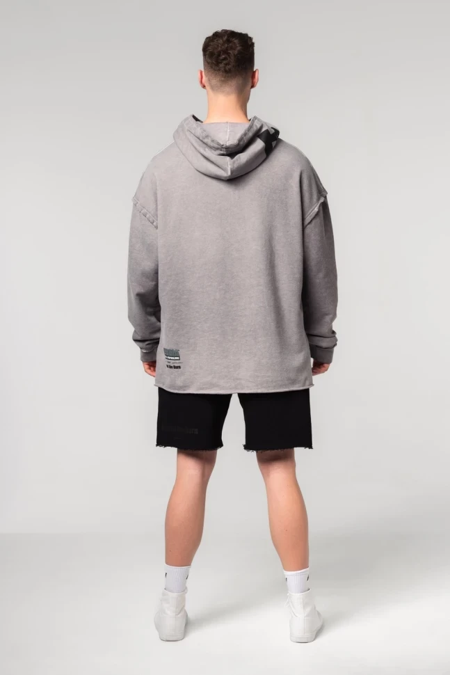 Толстовка Nebbia Washed-off Oversized Pullover Hoodie NO BS 371 Light grey