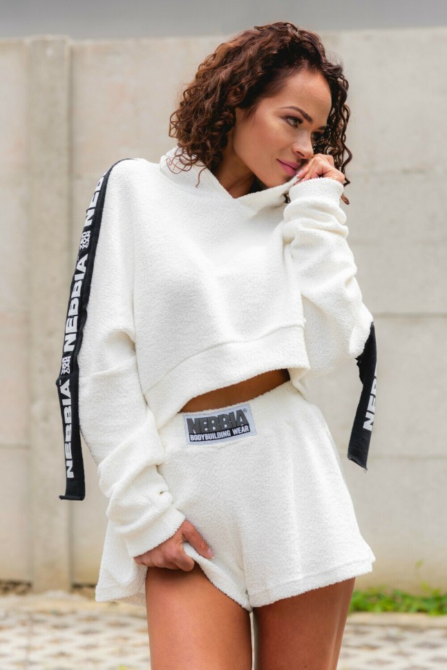 Толстовка NEBBIA Ribbon cropped hoodie 520 WHITE