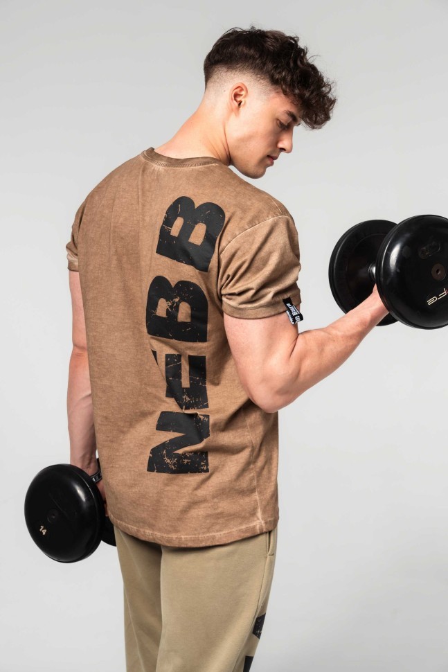Футболка Nebbia Washed-off Cotton T-shirt MAX OUT 357 Brown