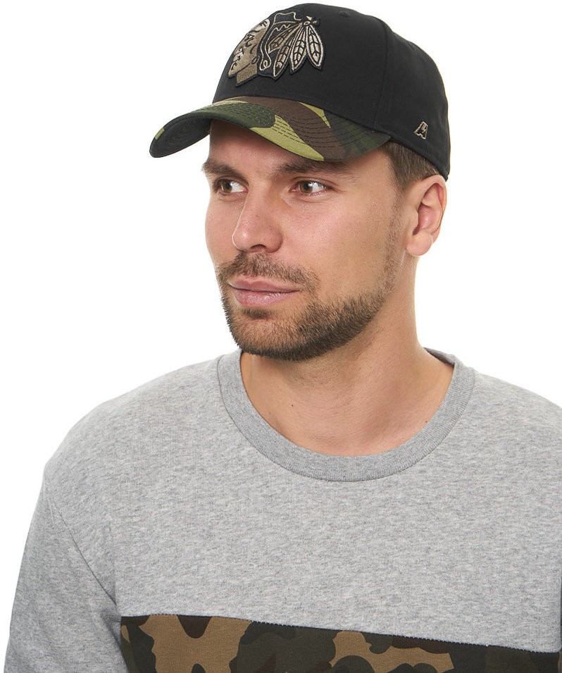 Бейсболка ATRIBUTIKA & CLUB Chicago Blackhawks, милитари-черн. 28137