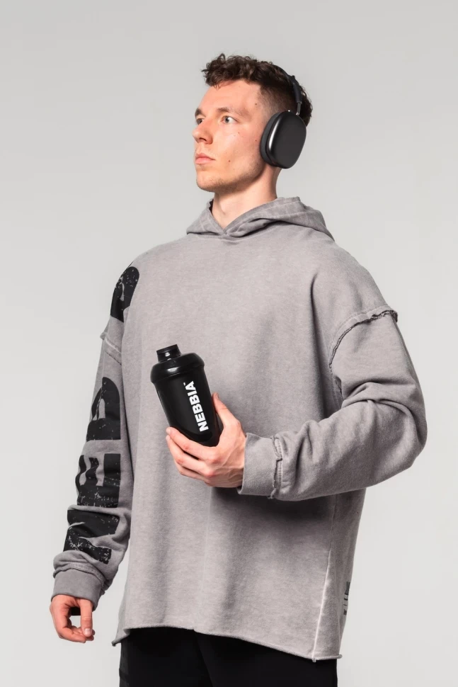 Толстовка Nebbia Washed-off Oversized Pullover Hoodie NO BS 371 Light grey