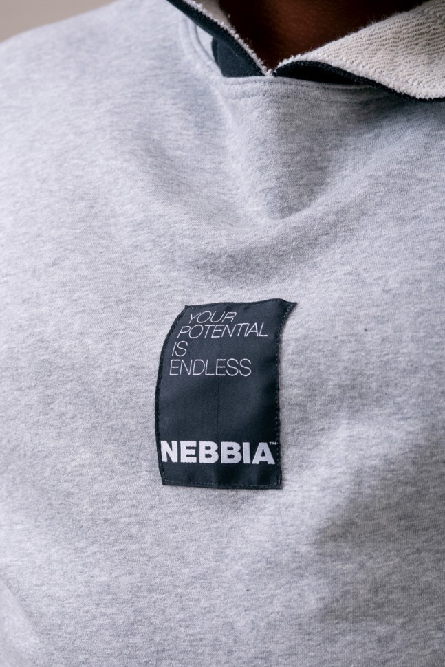 Футболка Nebbia Reg top with hoodie 175 light grey