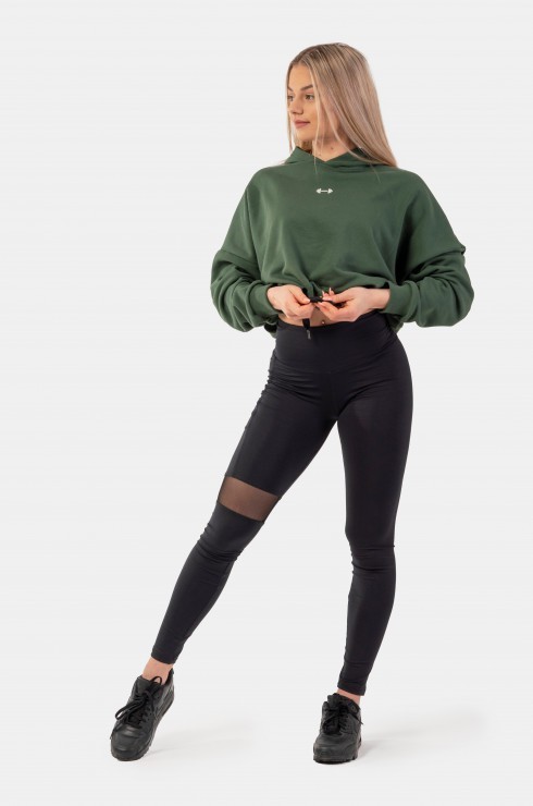 Толстовка Nebbia укороченная 421 GLoose Fit Crop Hoodie Iconic Dark green