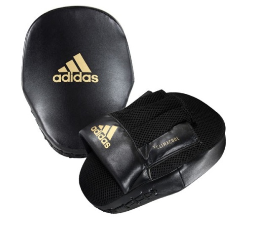 Лапы Adidas Curved Speed Mesh Coach Mitts черно-золотые adiSBAC014