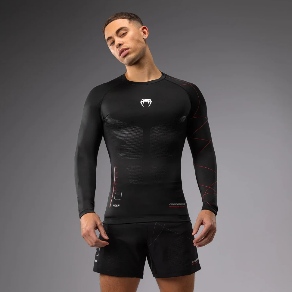 Футболка Venum Tactical XT Rashguards Long Sleeves - Black/Fire Red VEN05521-100