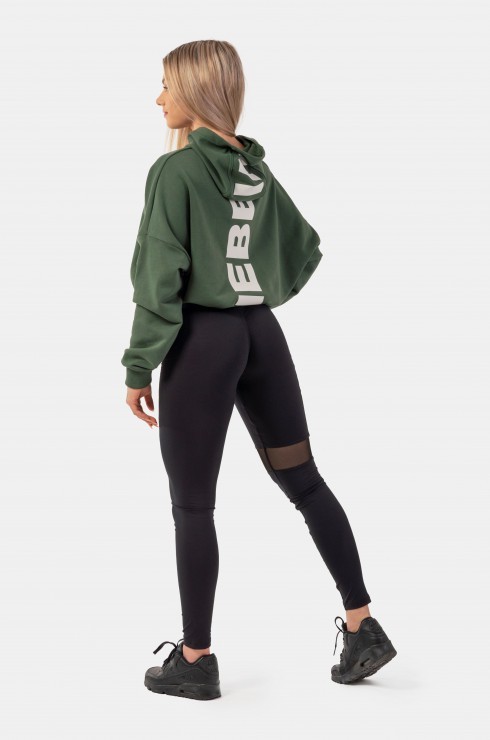Толстовка Nebbia укороченная 421 GLoose Fit Crop Hoodie Iconic Dark green
