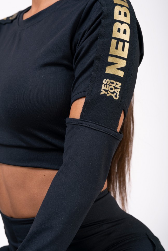 Топ Nebbia с рукавами Honey Bunny crop top 821 black
