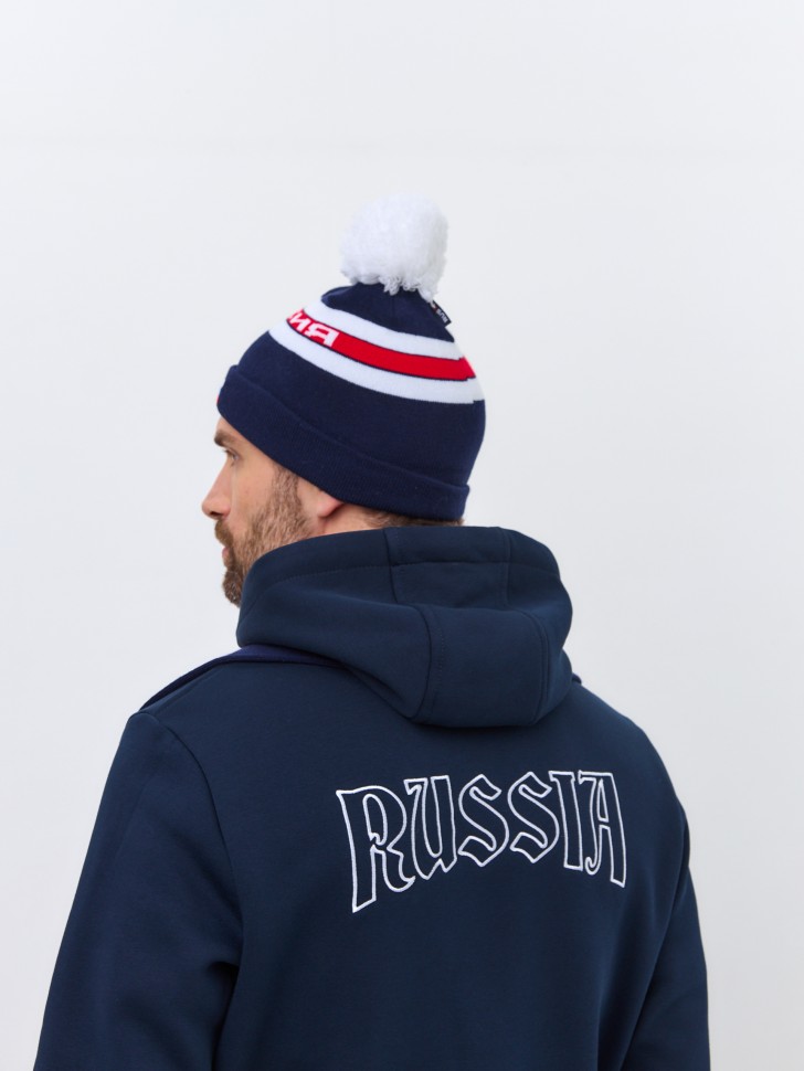Шапка RusTeam 70M-RT-1833синийспумпоном