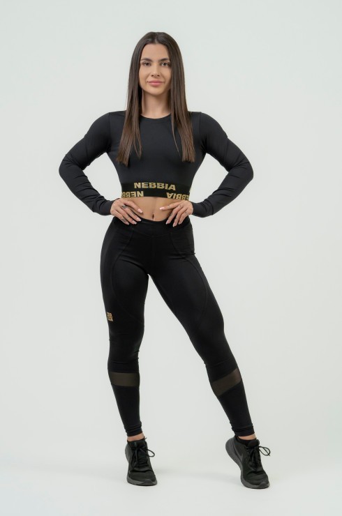 Лосины NEBBIA 843 High Waist Push-Up Leggings INTENSE Heart-Shaped Black-Gold