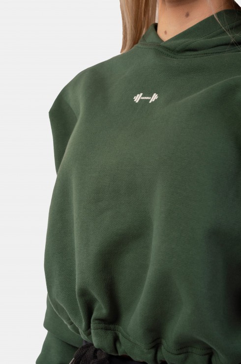 Толстовка Nebbia укороченная 421 GLoose Fit Crop Hoodie Iconic Dark green