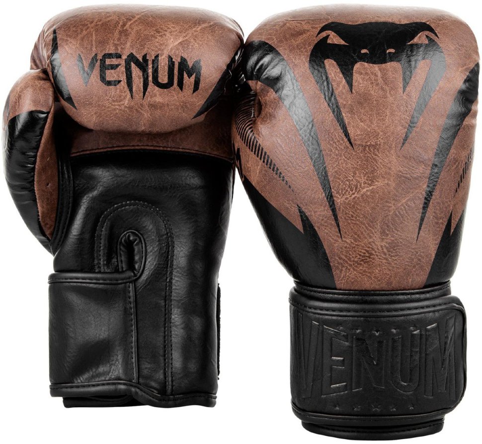 Перчатки боксерские Venum Impact Black/Brown 01427