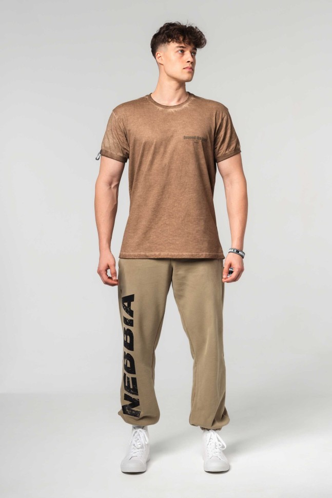 Футболка Nebbia Washed-off Cotton T-shirt MAX OUT 357 Brown
