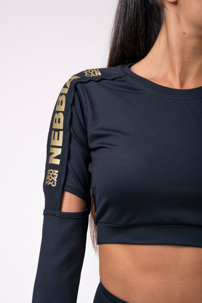 Топ Nebbia с рукавами Honey Bunny crop top 821 black