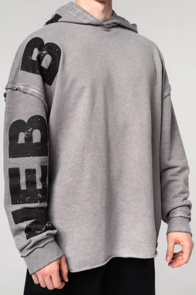 Толстовка Nebbia Washed-off Oversized Pullover Hoodie NO BS 371 Light grey