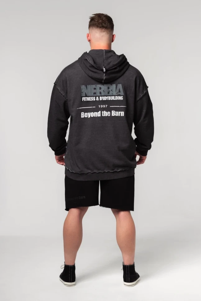 Толстовка Nebbia Washed-off Zip Up Hoodie GYM BRO 362 black