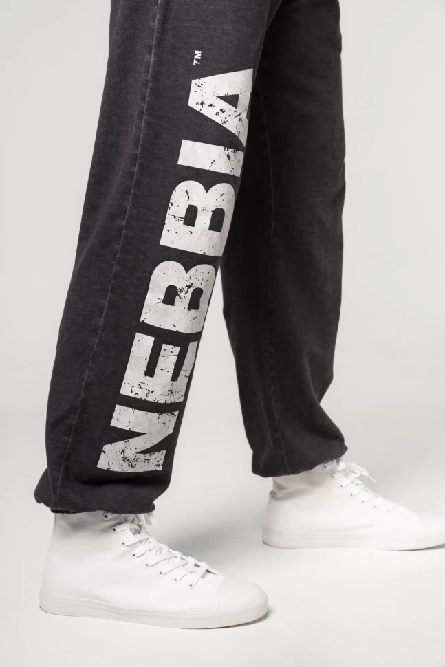 Брюки Nebbia Washed-off Gym Sweatpants Baggy Style GYM BRO 373 black