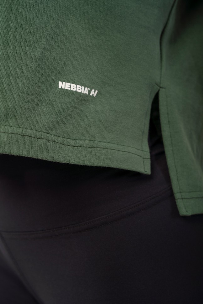 Футболка Nebbia укороченная 417 Loose Fit “The Minimalist” Crop Top Dark green