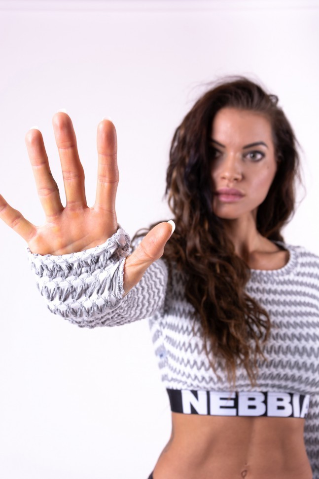Топ Nebbia с рукавом Boho Style longsleeve crop top 660 grey