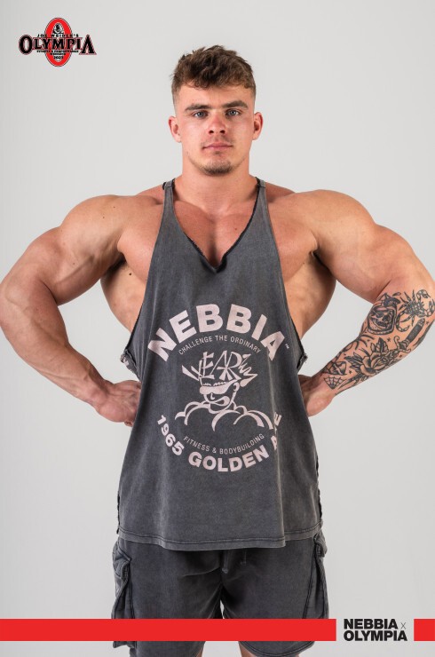 Майка Nebbia Washed Muscle Back Stringer GOLDEN AGE 791 Grey
