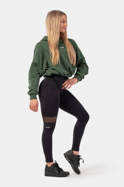 Толстовка Nebbia укороченная 421 GLoose Fit Crop Hoodie Iconic Dark green