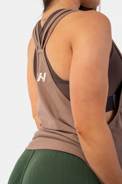 Майка Nebbia 419 Sleeveless Loose Cross Back Tank Top “Feeling Good” Brown